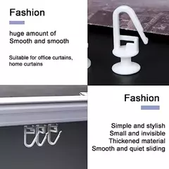 Ganchos de cortina para Plissado Lápis, Forma Glider, Janela Cortina Runners, Cortinas de suspensão Acessórios, Ganchos de plástico, 100 Pcs, 200 Pcs - loja online