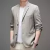 Jaqueta justa de manga comprida masculina, terno de negócios, blazers casuais, gola de casaco, terno diário, 3 cores opcionais, nova para primavera e outono