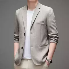 Jaqueta justa de manga comprida masculina, terno de negócios, blazers casuais, gola de casaco, terno diário, 3 cores opcionais, nova para primavera e outono
