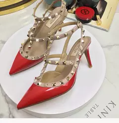 Salto alto clássico em couro genuíno para mulheres, sandálias rebite, bombas pontiagudas, preto, fino, festa, casamento, verão, moda, 2024 - Wolf Magazine