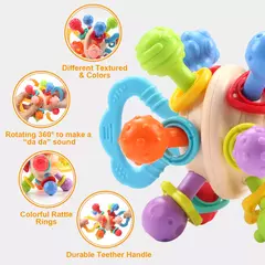 Brinquedo macio do chocalho do bebê do silicone Manhattan Round Ball Bola de mão Brinquedos mastigáveis Teethers para crianças, 0-12Months na internet