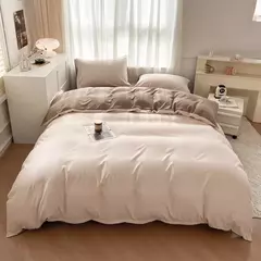 Conjunto de cama de tecido com escova de cor sólida, 2 lados, 4 peças, capa de edredom, fronha, lençol, colcha, único, queen, king size na internet