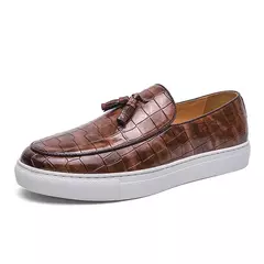 Imagem do Sapatos casuais de couro de verão sapatos de escritório para homens de condução mocassins confortáveis deslizamento em sapatos de moda de festa