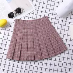 Minissaia plissada xadrez feminina, roupas pré-femininas, estética elegante e chique, linha A, estilo coreano, verão, 2022, feminina - Wolf Magazine