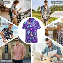 Camiseta havaiana masculina de manga curta, estampa de ovelha 3D, roupas de praia soltas, camisas grandes, verão