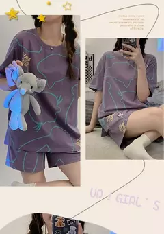 5xl feminino verão bonito manga curta pijamas pulôver outerwear moda casa roupas leves para a primavera