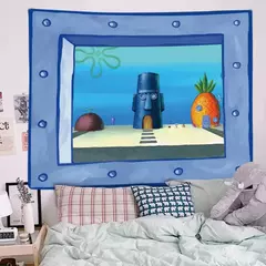 Imagem do Lula Molusco Tentáculos Desenhos Animados Pano De Fundo, Tapeçaria Estética Quarto, Pendurado Na Parede, Decoração Do Quarto