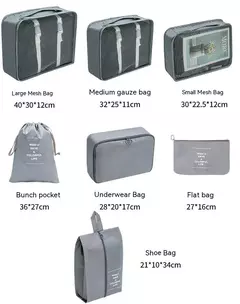 Imagem do Travel Organizer Storage Bags Set, Mala de Embalagem Cubos, Casos Portáteis, Bagagem, Roupas, Bolsa Arrumada, Dobrável, 7 Pcs, 8 Pcs, 9 Pcs, 10 Pcs