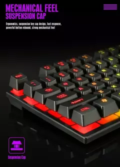 Kit de teclado e mouse para jogos RGB retroiluminado USB com fio teclado e mouse para computador combo 104 teclas para PC Gamer Laptop