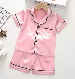Pijama de seda menino e menina, pijama de seda infantil de 2 a 14 anos, criança pequena, pijama de seda de manga curta, pijama de seda - comprar online