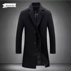 Casaco longo de algodão masculino, à prova de vento, Monocromático, Lã, Blended, Casual, Moda empresarial, Tamanho 5XL, Novo, Outono, Inverno, 2022 - Wolf Magazine