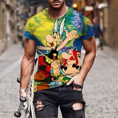 T-shirt Anime 3D Asterix e Obelix para homens e mulheres, Tops de manga curta, T-shirt, Cartoon Streetwear, Roupa infantil, moda na internet