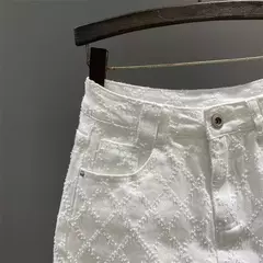 Mini vestido jeans de cintura alta feminino, estilo tweed, verão, novo visual, garota picante, anti-exposição, saia linha A, branco, 2024 na internet