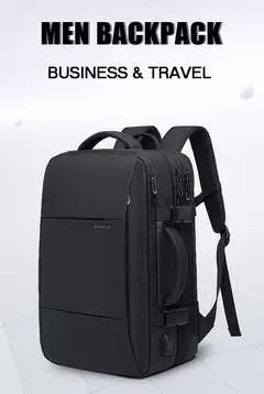 BANGE-Men's Waterproof Expansível Laptop Mochila, Grande Capacidade, Caminhadas Saco De Viagem, Mochilas Masculinas, 17,3";;VERDADEIRO;;"Blue 37L - comprar online