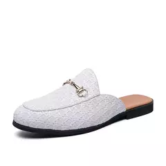 Sapatos casuais meio arrasto para homens, mocassins da moda, deslizamento em apartamentos, marca de luxo, mocassins novos, tamanho grande 38-46, 2023 - loja online