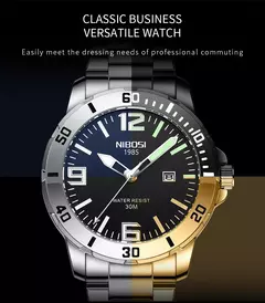 Nibosi-relógios de pulso de quartzo masculino, marca de luxo, negócios, luminoso, à prova d'água, com calendário, para homens, 2024 - comprar online