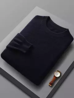 Pulôver de lã merino para homens, 100% lã pura, gola O, manga longa, malha de cashmere, roupas femininas, graça, primavera e outono