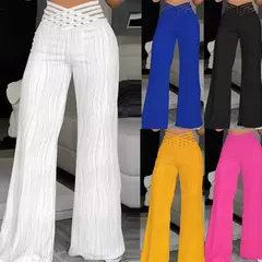 Calça cargosa branca longa e reta, feminina, capris reto, perna larga, cintura alta, verão, elegante, festa, Y2K, novo, 2024 - comprar online