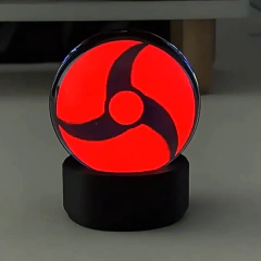Uchiha Sasuke Sharingan LED Luz noturna de cristal com sincronização de ritmo musical, decoração de mesa Anime Naruto, presente espectacular para fãs na internet