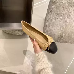 Sapatos de balé de boca rasa para mulheres, cor de pele de carneiro, sapatos borboleta, sapato único - comprar online