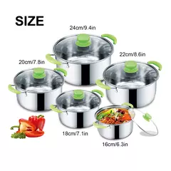 Panelas multiúso de aço inoxidável, Panelas de cozinha anti-magnéticas, Panela de fundo duplo, Panelas de indução antiaderente, 5pcs por conjunto - loja online
