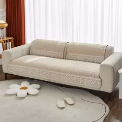 Anti-derrapante tampa do sofá com floco de neve decoração do laço, waffle cobertor acolchoado, sofá tampa do assento, sala de estar moderna, 4 temporada, 1pc na internet