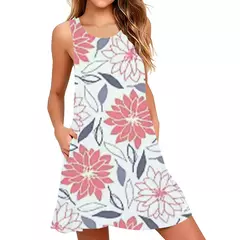 Vestido regata sem mangas estampado floral, perfeito para a primavera, bolso de verão, estilo casual legal, roupas femininas na moda na internet