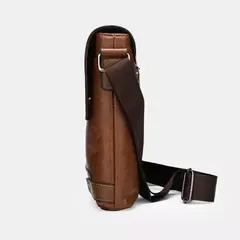Maleta de couro PU para homens, sacola nova, bolsa de computador retro, designer lateral, bolsa crossbody mensageiro, bolsa de ombro portátil - loja online
