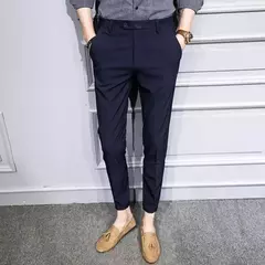 Xadrez masculino anti-rugas calças cortadas, roupas de grife casual, terno masculino reto, verão, fino, barato, designer, cheque, 9 - Wolf Magazine