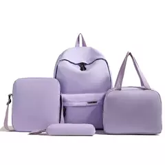Conjunto de mochila monocromática de grande capacidade para estudantes primários, lancheira impermeável, bolsa crossbody para meninos e meninas, moda, 4 peças - comprar online