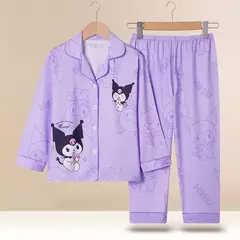 Imagem do Sanrio Cinnamon Kuromi Pijama infantil, pijama solto, cardigã casual, manga longa, minha melodia, roupas de anime kawaii, gola aleta
