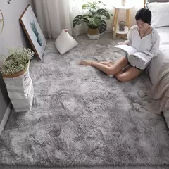 Tapete cinzento para sala de estar tapete de pelúcia cama quarto piso tapetes macios anti-deslizamento decoração da casa tapetes de veludo macio cobertor do quarto dos miúdos - loja online