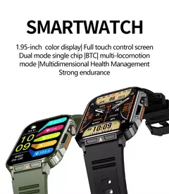 Militar ao ar livre GPS esportes relógio inteligente para homens, 1.95 ", freqüência cardíaca, sangue, oxigênio, chamada Bluetooth, SmartWatches para Android, IOS
