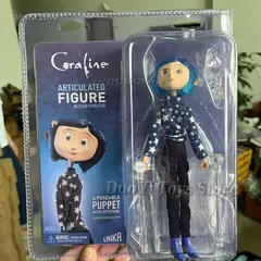 Neca anime coraline boneca articulada anime figura capa de chuva camisola em camisa listrada brinquedo la menina decoração modelo bithday presentes - Wolf Magazine