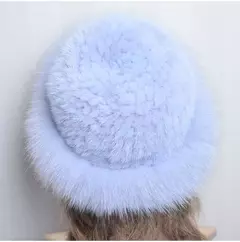Chapéu de pele de vison genuíno para mulheres gorro de malha natural de luxo chapéu de malha artesanal pele de raposa real moda inverno quente, novo - comprar online