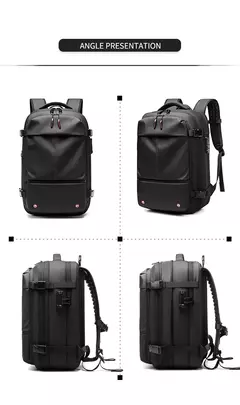 Imagem do Mochila de viagem de compressão a vácuo de grande capacidade para homens, 17 "mochila laptop, mochila expandida