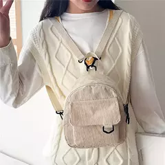 Mini mochila feminina, mochila escolar de veludo simples pequena, grande capacidade, mochila feminina durável, monocromática, casual, viajando, moda