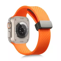Pulseira de fibra de carbono para Apple Watch, Ultra 2 bandas, pulseira magnética de silicone, 49mm, 44mm, 45mm, 41mm, 40mm, iWatch Series 9, 8, 7, 6, SE, 5, 4