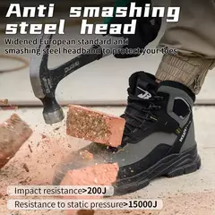 Sapatos de segurança leves impermeáveis masculinos, sapatilha à prova de perfurações, sapato de aço, botas indestrutíveis na internet