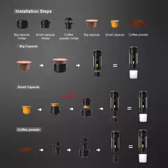 Máquina de café expresso portátil elétrica sem fio, 3 em 1, cápsula em pó, cafeteira de viagem, carro e casa Camping na internet