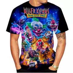 T-shirt de manga curta para homens e mulheres, impressão do palhaço 3d, casual, unisex, hip hop, horror, legal, nova moda verão na internet