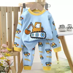 Conjuntos de pijamas de algodão infantil camiseta manga comprida, tops e calças, pijamas casuais, urso fofo dos desenhos animados, roupas de bebê, outono - loja online