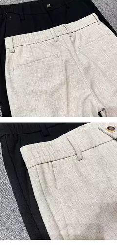 Calça casual de negócios slim fit monocromática masculina, terno de linho de alta qualidade, de escritório formal, social, plus size 38 - loja online