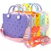 Saco de praia impermeável com furos, sacola transversal do corpo, acessórios de encantos adequados DIY, sacos de jantar feminino, elegante