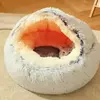 Almofada redonda para gatos, sacos de dormir semi fechados para animais de estimação, pelúcia longa e macia 2 em 1, camas quentes para gatos, conforto simples, ninho de dormir quente para cachorros