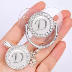 Clipe de chupeta personalizado bebê titular chupetas de luxo recém-nascido prata Bling mordedor de silicone transparente infantil livre de BPA