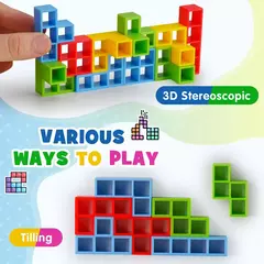 Stacking Building Blocks Jogo de tabuleiro para crianças e adultos, Tetra Tower, Fun Balance, Team, Dorm, Family Game, Night and Partie, 64pcs - Wolf Magazine