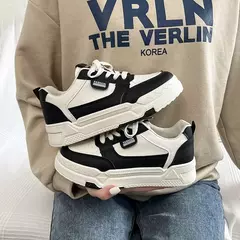 Tênis antiderrapantes de couro de sola macia feminino, sapatos confortáveis e respiráveis, de salto redondo, novos, primavera e outono, 2024 - Wolf Magazine