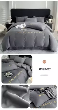 Imagem do Conjunto de cama de algodão egípcio com lençol, capa de edredão, fronhas, roupa de cama, rei, rainha, duplo, duplo, luxo nórdico
