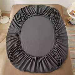 100% algodão cabido folha de cama com faixa elástica cor sólida anti-deslizamento ajustável colchão capa para cama única dupla rei rainha